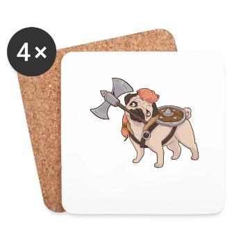 Cute viking pug dog lover vikings - Coasters (set of 4) - white - Front