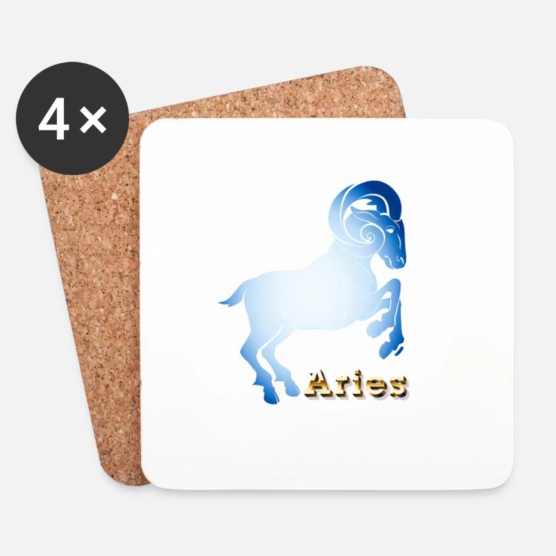 Widder Sternzeichen - Untersetzer (4er-Set) - Weiß