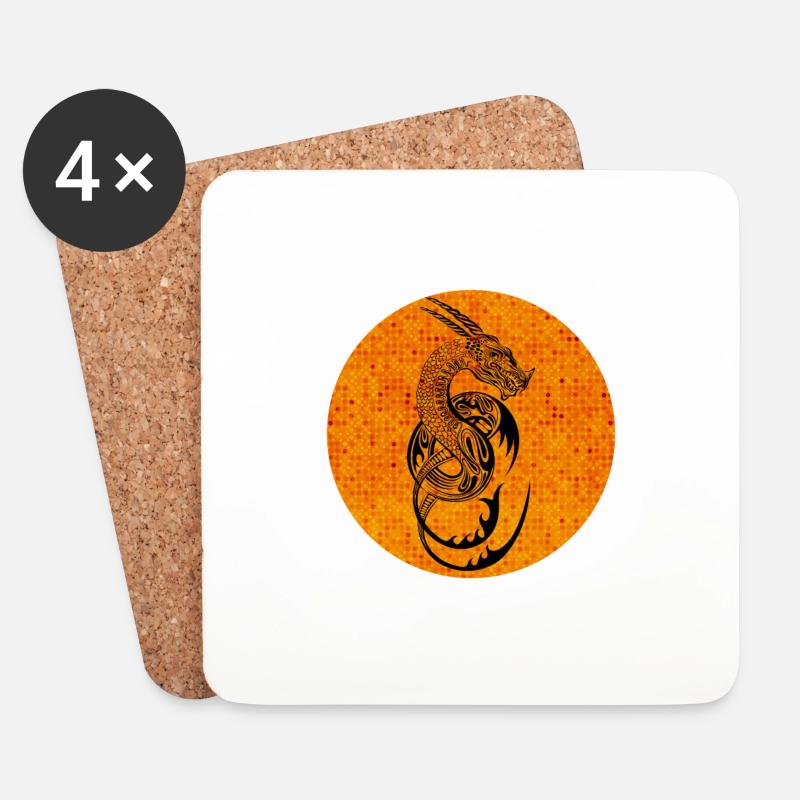 japanischer Drache - Untersetzer (4er-Set) - Weiß
