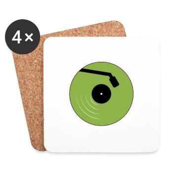 disque vinyle - Dessous de verre (lot de 4) - blanc - Devant