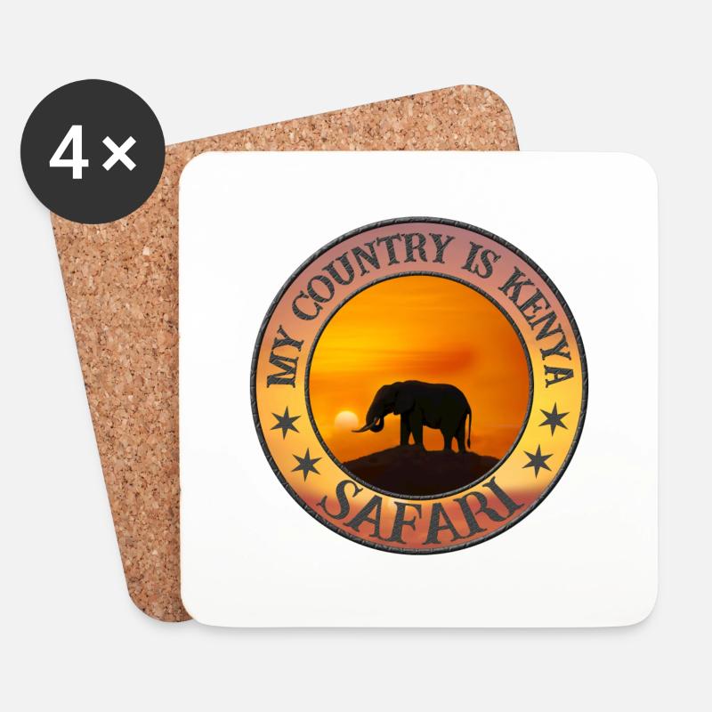 Safari Kenia - Untersetzer (4er-Set) - Weiß