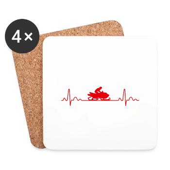 Cadeau d'hiver de motoneige Heartbeat - Dessous de verre (lot de 4) - blanc - Devant