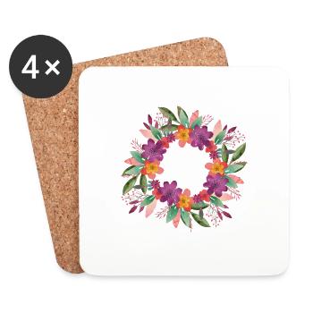 Flowers hen party circle birthday - Coasters (set of 4) - white - Front