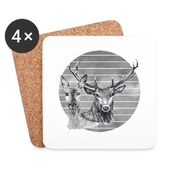 Deer and doe - Coasters (set of 4) - white - Front