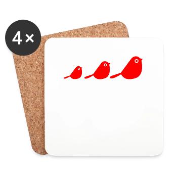 Des oiseaux - Dessous de verre (lot de 4) - blanc - Devant