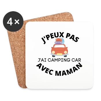 j'peux pas j'ai camping car avec maman - Dessous de verre (lot de 4) - blanc - Devant