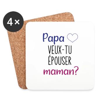 papa veux tu épouser maman - Dessous de verre (lot de 4) - blanc - Devant