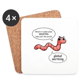 Composting Compost Gardening Garden Worm Humour - Coasters (set of 4) - white - Front