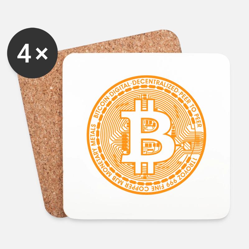 Bitcoin Blockchain - Untersetzer (4er-Set) - Weiß