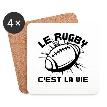 Le rugby c'est la vie cadeau humoristique rugbyman - Dessous de verre (lot de 4) - blanc - Devant