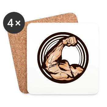 Arm Muskel biceps Logo Kraft Kraft - Untersetzer (4er-Set) - Weiß - Vorne