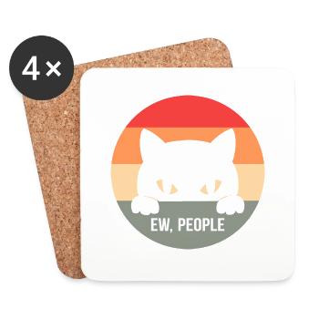 Ew People Cat Introvertiert und Katzen-Liebhaber G - Untersetzer (4er-Set) - Weiß - Vorne