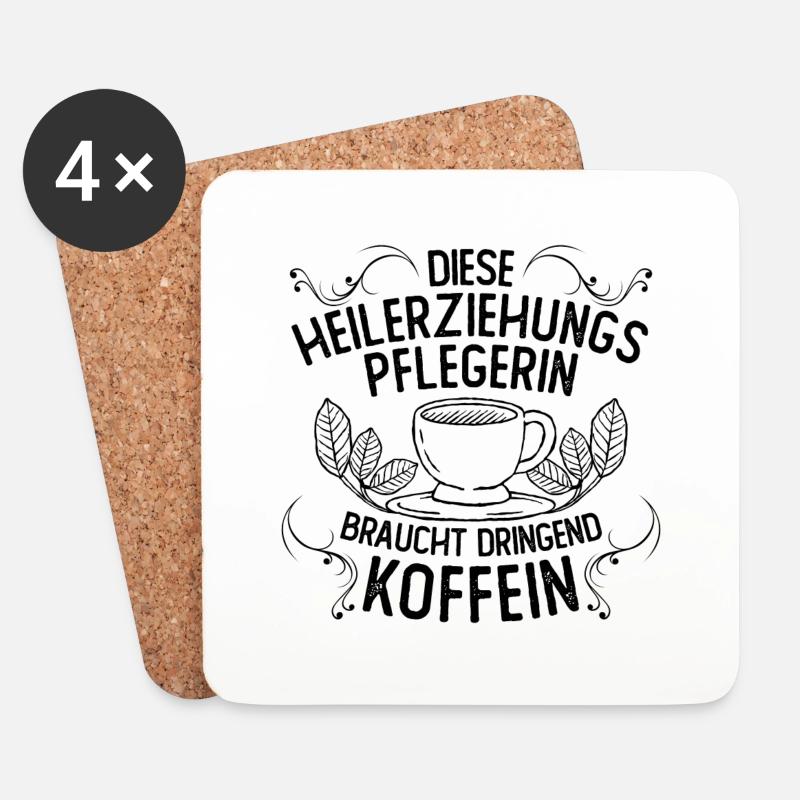 Hep | Heilerziehungspflegerin | Kaffee | Koffein - Untersetzer (4er-Set) - Weiß