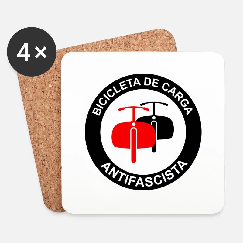 Bicicleta de Carga Antifascista - Untersetzer (4er-Set) - Weiß