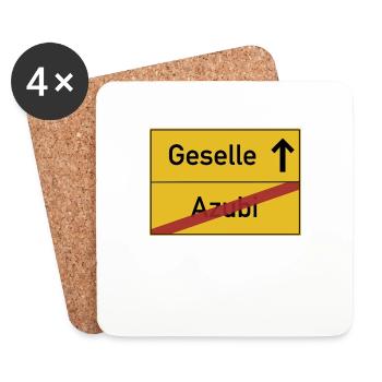 Ausbildung zu Ende - Geselle Ortsschild - Untersetzer (4er-Set) - Weiß - Vorne