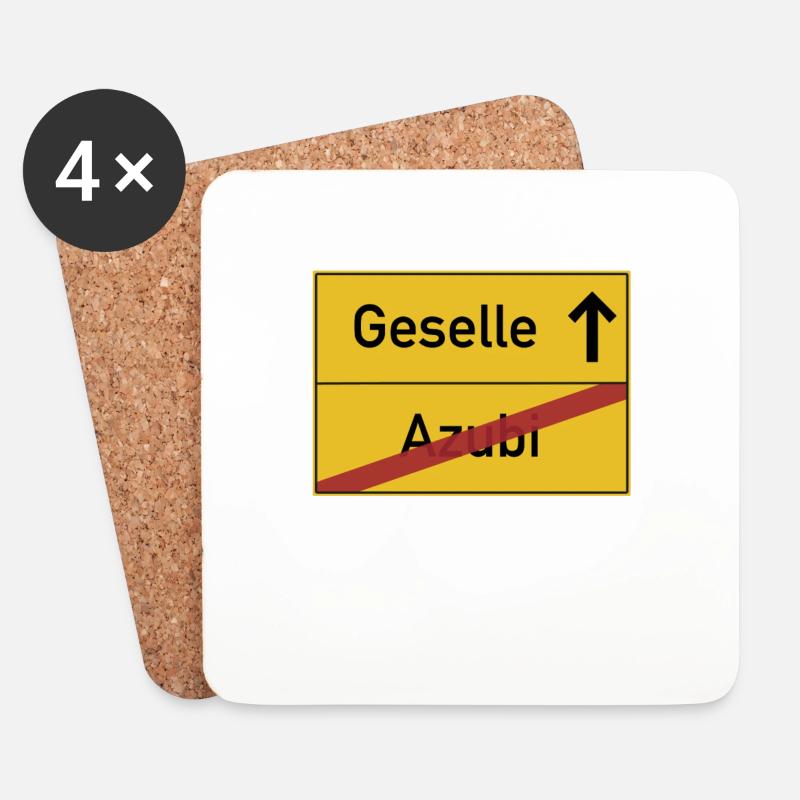 Ausbildung zu Ende - Geselle Ortsschild - Untersetzer (4er-Set) - Weiß