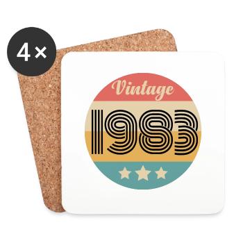 Jahrgang 1983 - Untersetzer (4er-Set) - Weiß - Vorne