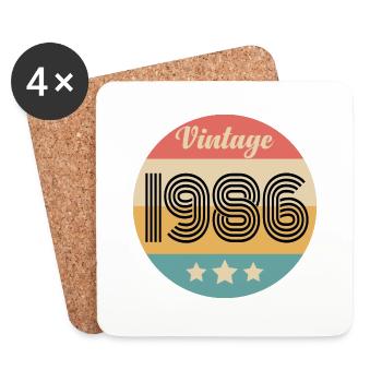 Jahrgang 1986 - Untersetzer (4er-Set) - Weiß - Vorne