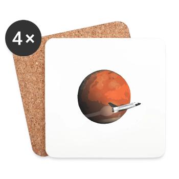 Mars Mission of the Flat Mars Society - Coasters (set of 4) - white - Front