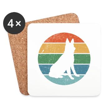 Chien de berger Retro - Dessous de verre (lot de 4) - blanc - Devant