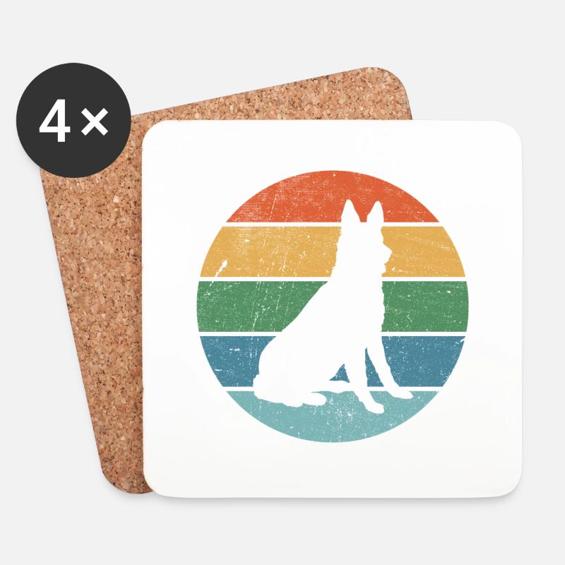 Schäferhund Retro - Untersetzer (4er-Set) - Weiß