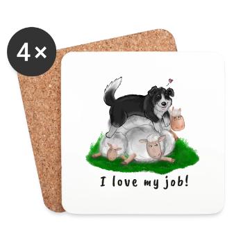 border collie - Dessous de verre (lot de 4) - blanc - Devant