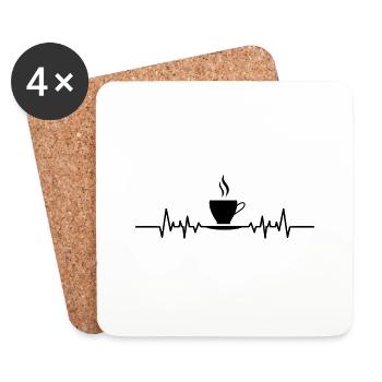 Cadeau pour une tasse de café pulsé - Dessous de verre (lot de 4) - blanc - Devant