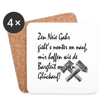 Erzgebirge, Mundart Spruch Anton - Untersetzer (4er-Set) - Weiß - Vorne