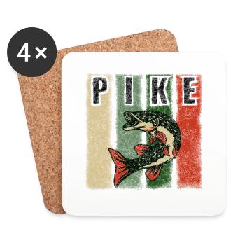 Fisch Hecht Pike - Untersetzer (4er-Set) - Weiß - Vorne