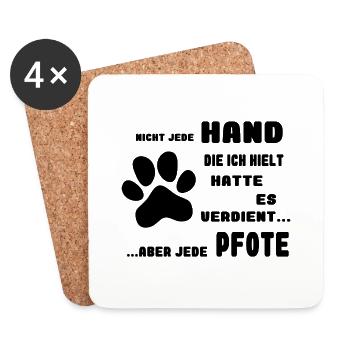 Hand pfote Hunde Spruch Geschenk Haustier - Untersetzer (4er-Set) - Weiß - Vorne
