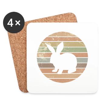 Rabbit Easter Retro Gift - Coasters (set of 4) - white - Front