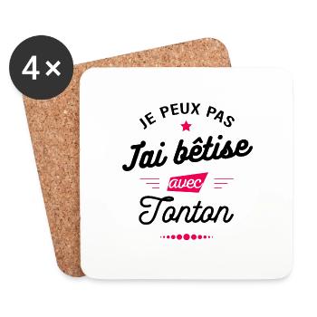 JE PEUX PAS J'AI BETISE AVEC TONTON - Dessous de verre (lot de 4) - blanc - Devant
