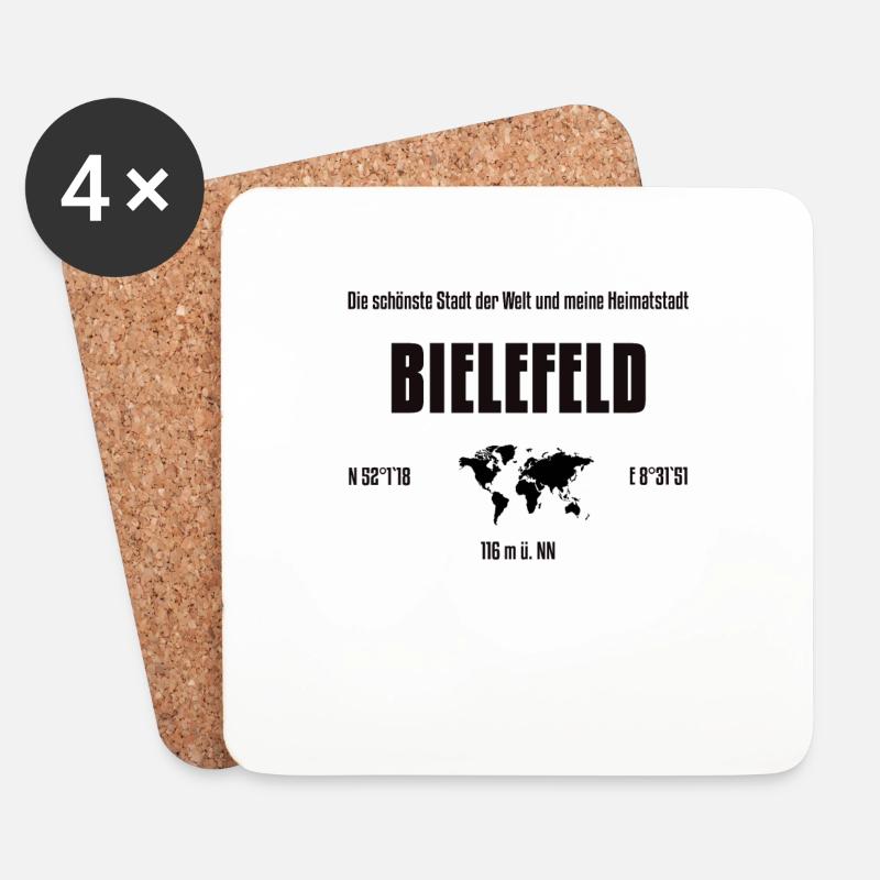 Bielefeld schönste Stadt der Welt - Untersetzer (4er-Set) - Weiß