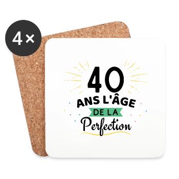 40 ans l'âge de la perfection - Dessous de verre (lot de 4) - blanc - Devant