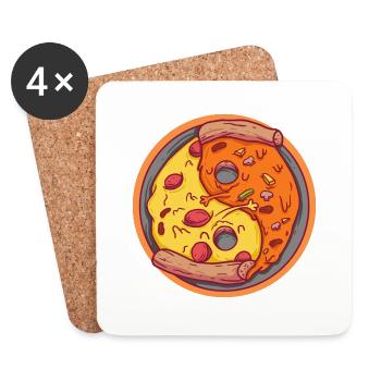 Pizza fusion en équilibre - Dessous de verre (lot de 4) - blanc - Devant