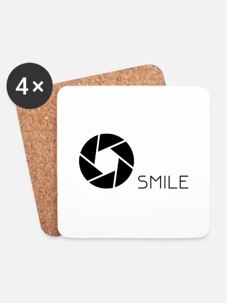 Smile Fotograf Linse - Untersetzer (4er-Set) - Weiß
