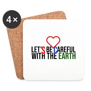 let's be careful with the earth - Coasters (set of 4) - white - Front