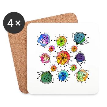 Flowers - Coasters (set of 4) - white - Front