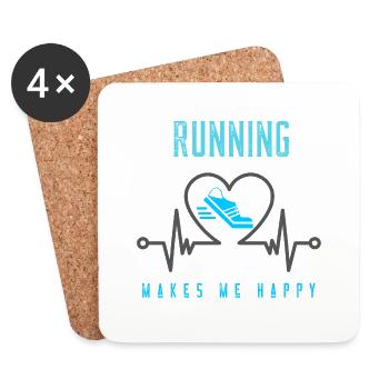 Running Makes Happy Runner Runner Heart Rate - Coasters (set of 4) - white - Front