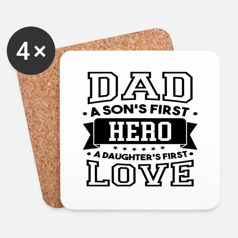 Vater ein Sohn erster Held - Untersetzer (4er-Set) - Weiß