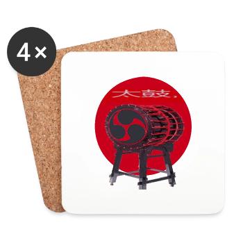 Taiko Tambour japonais - Dessous de verre (lot de 4) - blanc - Devant