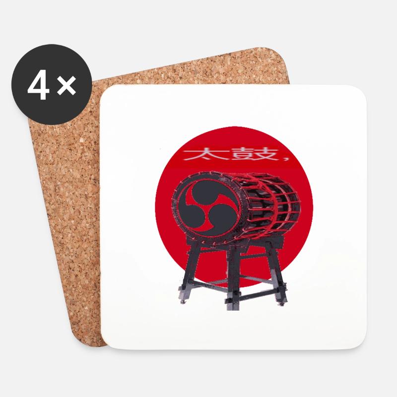 Taiko Japanische Trommel - Untersetzer (4er-Set) - Weiß