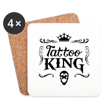 Tatouage roi tatouage cadeau - Dessous de verre (lot de 4) - blanc - Devant