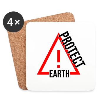 protège la planète Terre - Dessous de verre (lot de 4) - blanc - Devant
