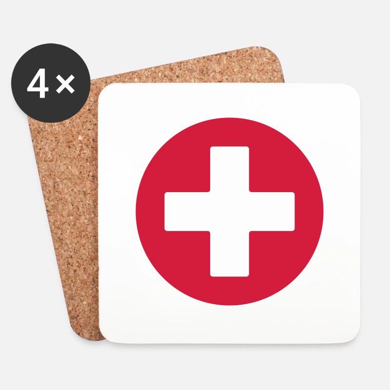 Erste-Hilfe-Symbol - Untersetzer (4er-Set) - Weiß