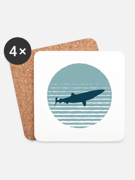 Shark in the water - Coasters (set of 4) - white