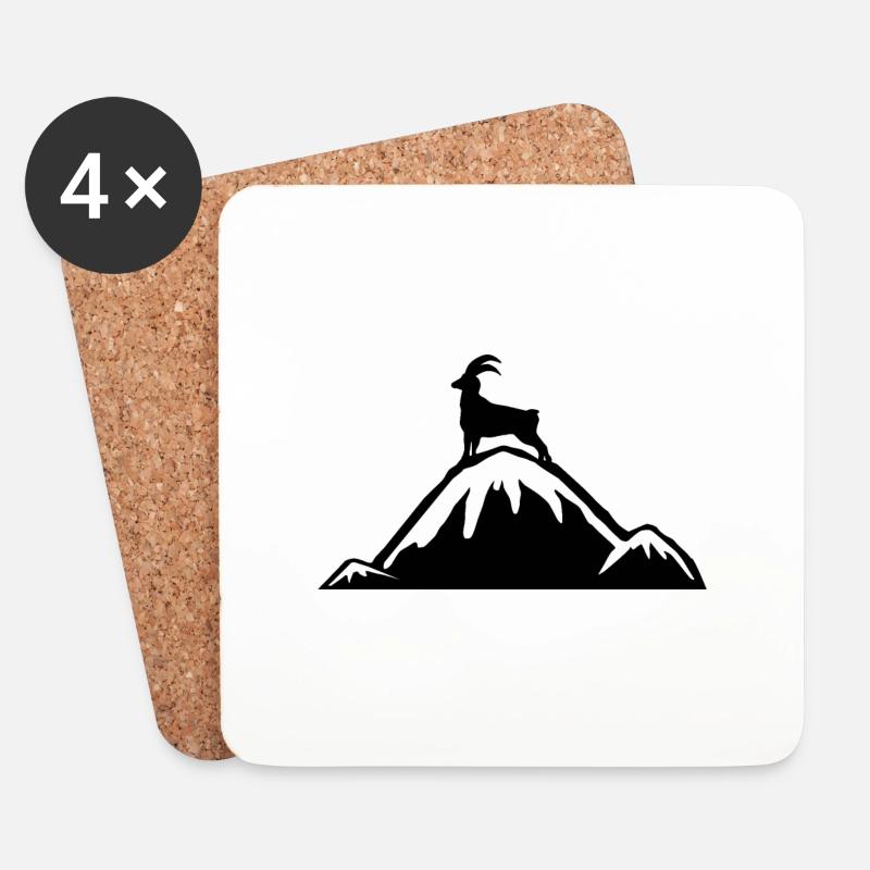 Alpen Steinbock Bergsteigen Geschenkidee - Untersetzer (4er-Set) - Weiß