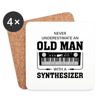 Old man Synthesizer Musiker Musik keyboard - Untersetzer (4er-Set) - Weiß - Vorne