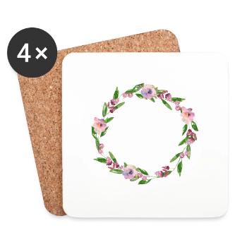 Floral wreath pastel customizable - Coasters (set of 4) - white - Front