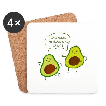 I said you're the good kind of fat Avocado Vegan - Coasters (set of 4) - white - Front
